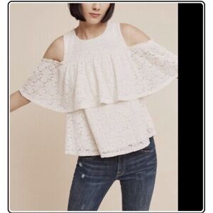 Anthropologie deletta ivory cold shoulder top